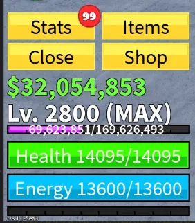 RBL2884 Blox Fruits Max 2800 GodHuman 4 Race V4 Full Gear Cursed Dual Katana Rengoku Yama Tushita Spikey Trident Venom Bow Acidum Rifle Creation 32M Cash (G)